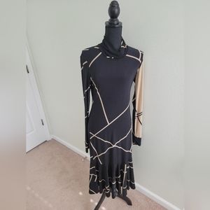 Geometric Midi Dress with Flare bottom and belt (Sz 10-12)